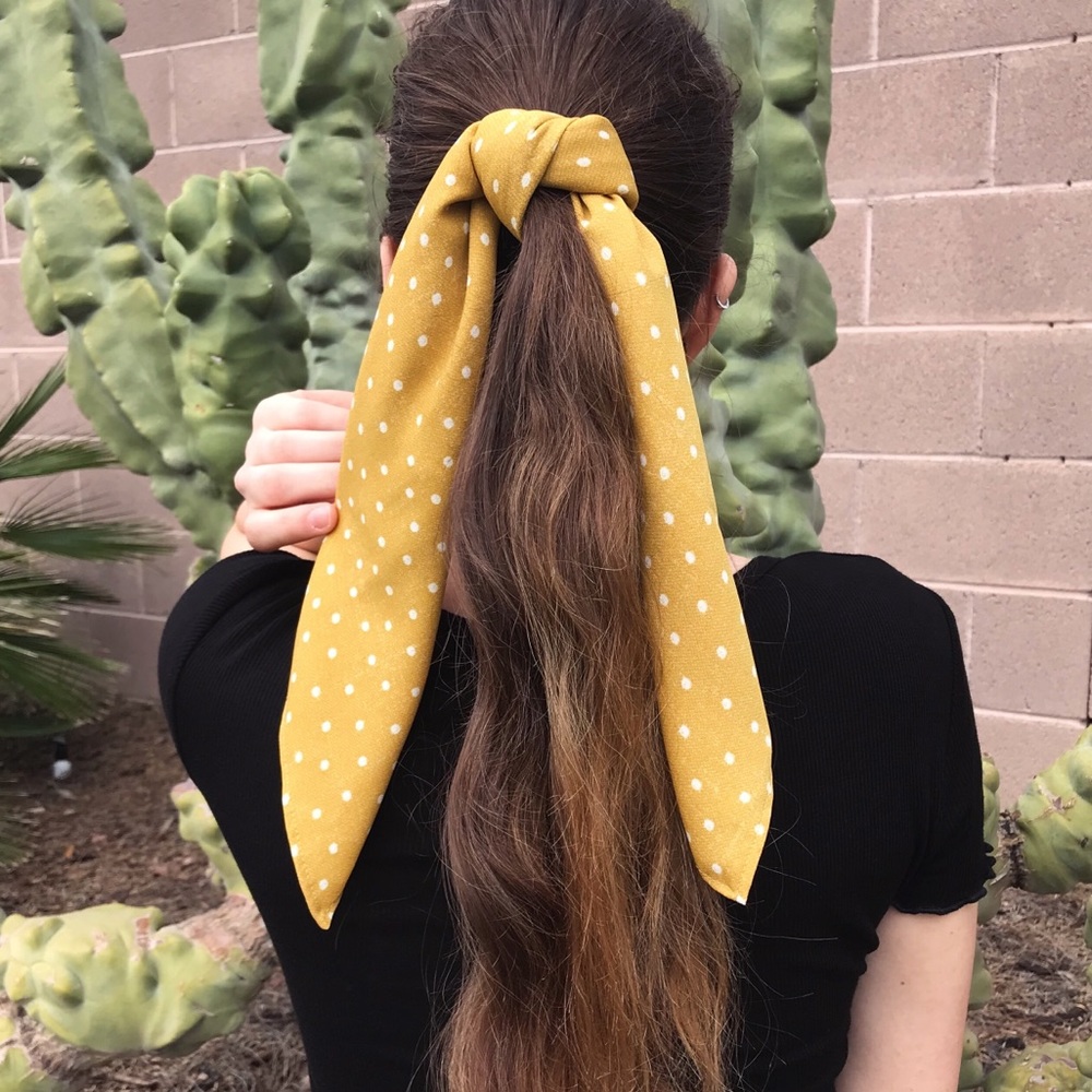 Mustard Yellow Polka Dot Hair Scarf